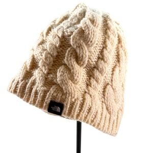 The North Face Cable Knit Beanie One Size‎ Unisex Wool Blend Cream Color